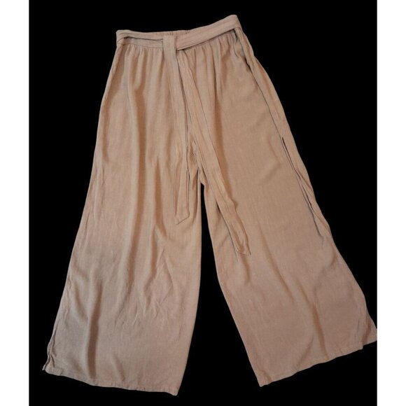 Womens Size Large Wide Split Leg Casual Linen Blend Harem Genie Pants Cinnamon - Picture 1 of 8